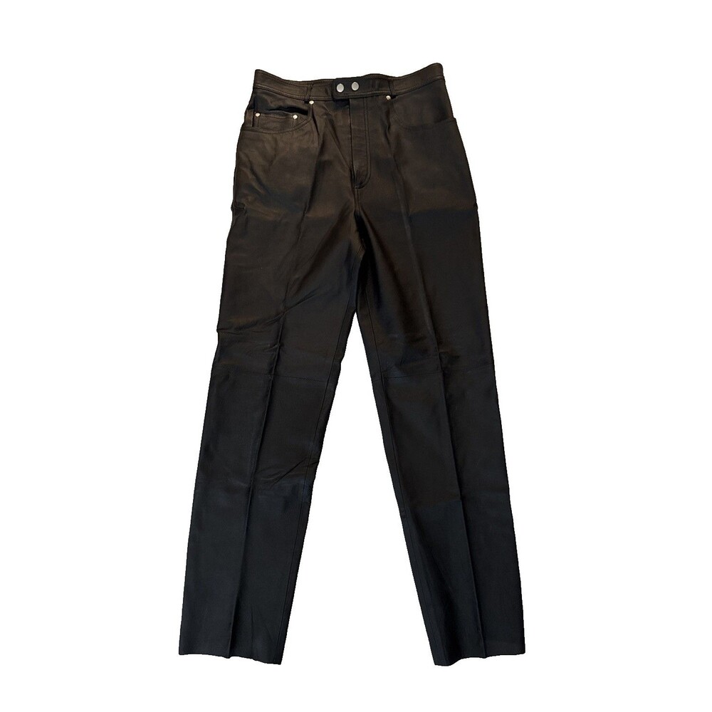Vtg Guide Gear Motorcycle Riding Genuine Leather Pants Snap 90s 32x33 Tag 34